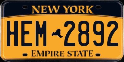 NY license plate HEM2892