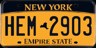 NY license plate HEM2903