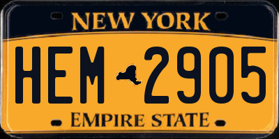 NY license plate HEM2905