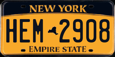 NY license plate HEM2908