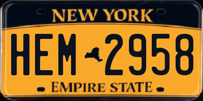 NY license plate HEM2958