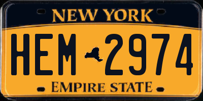 NY license plate HEM2974