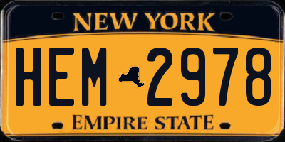 NY license plate HEM2978