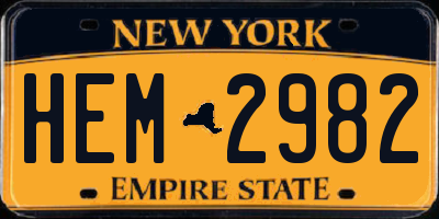 NY license plate HEM2982