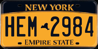 NY license plate HEM2984