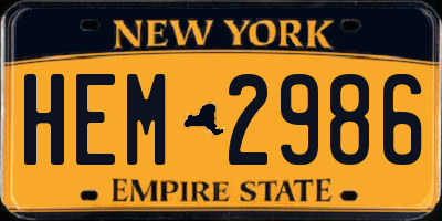 NY license plate HEM2986