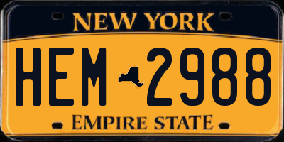 NY license plate HEM2988