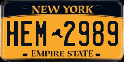 NY license plate HEM2989