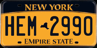 NY license plate HEM2990