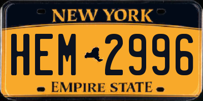 NY license plate HEM2996
