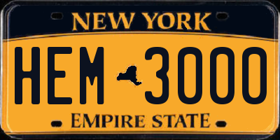 NY license plate HEM3000