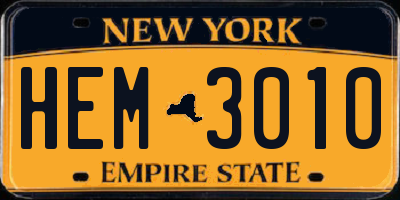 NY license plate HEM3010