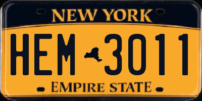 NY license plate HEM3011