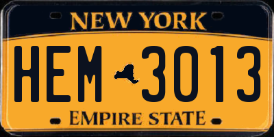 NY license plate HEM3013