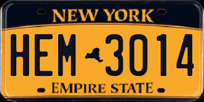 NY license plate HEM3014