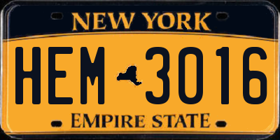 NY license plate HEM3016