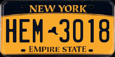 NY license plate HEM3018