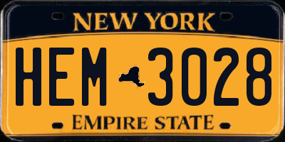 NY license plate HEM3028