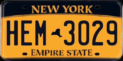 NY license plate HEM3029