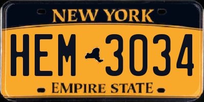 NY license plate HEM3034