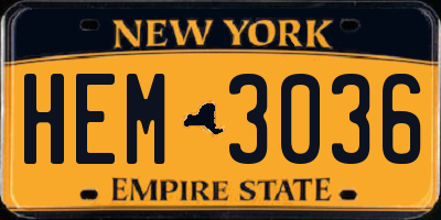NY license plate HEM3036