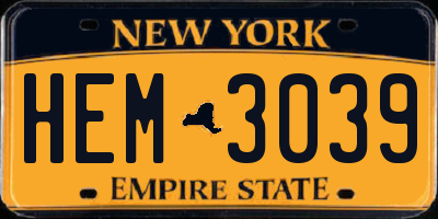 NY license plate HEM3039