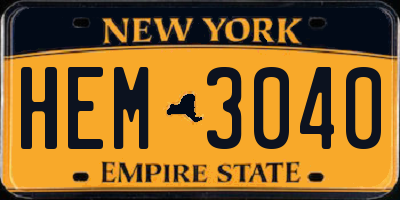NY license plate HEM3040
