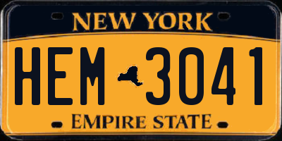 NY license plate HEM3041