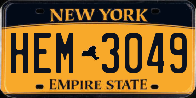 NY license plate HEM3049