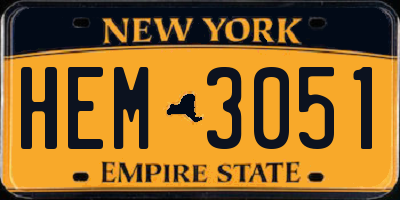 NY license plate HEM3051