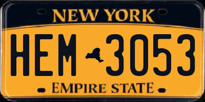 NY license plate HEM3053