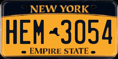 NY license plate HEM3054