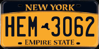 NY license plate HEM3062