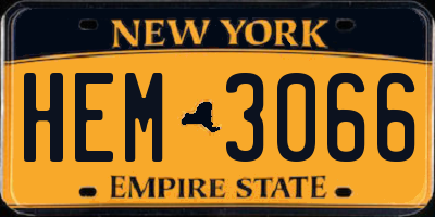 NY license plate HEM3066