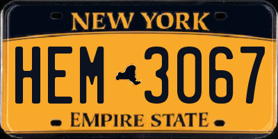 NY license plate HEM3067