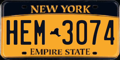 NY license plate HEM3074