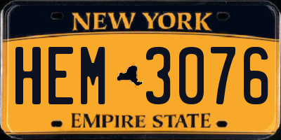 NY license plate HEM3076