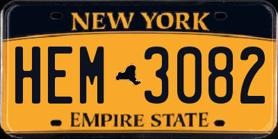 NY license plate HEM3082