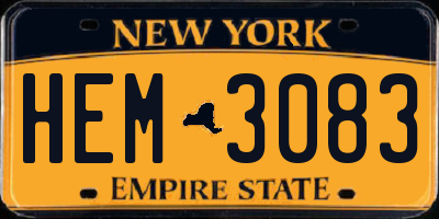 NY license plate HEM3083