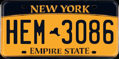 NY license plate HEM3086