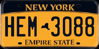 NY license plate HEM3088
