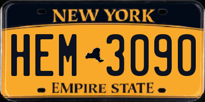 NY license plate HEM3090