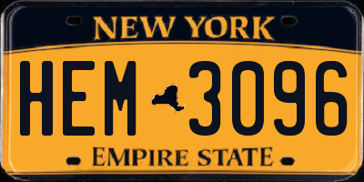 NY license plate HEM3096