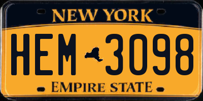 NY license plate HEM3098