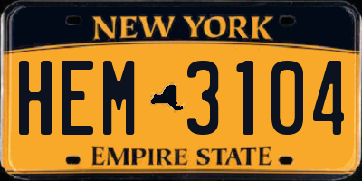 NY license plate HEM3104