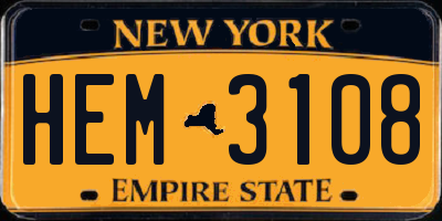 NY license plate HEM3108