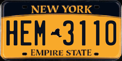 NY license plate HEM3110