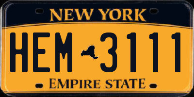 NY license plate HEM3111