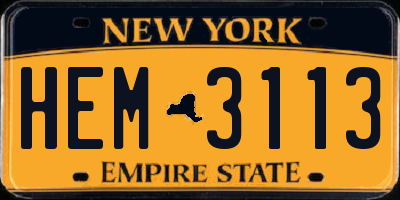 NY license plate HEM3113