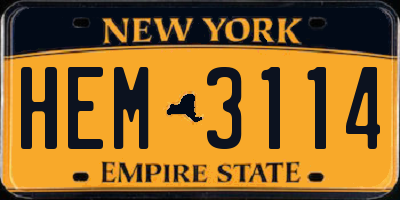 NY license plate HEM3114
